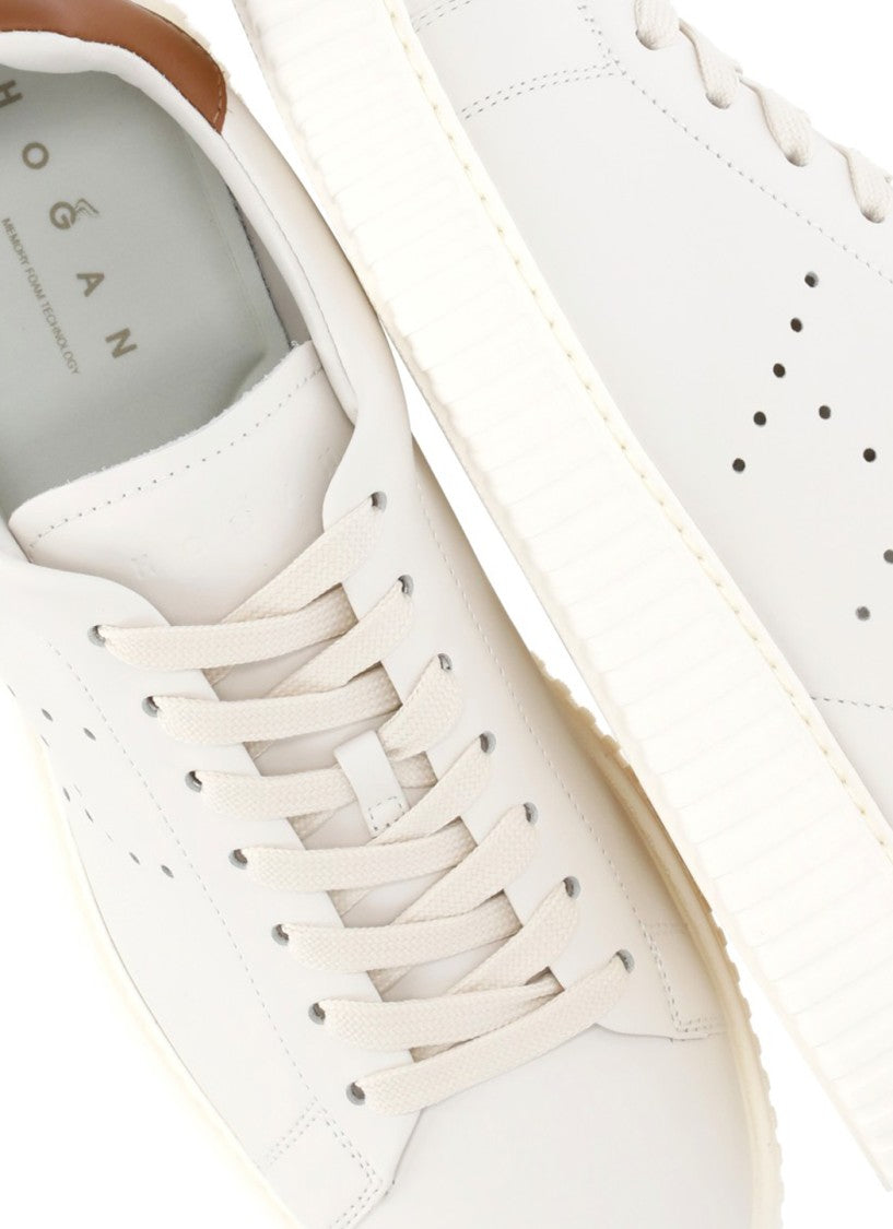Hogan Ivory Smooth Leather Low-Top Sneakers