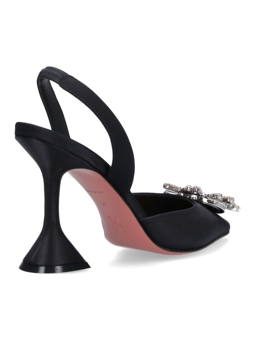 Amina Muaddi Rosie Crystal Bow Silk Pumps