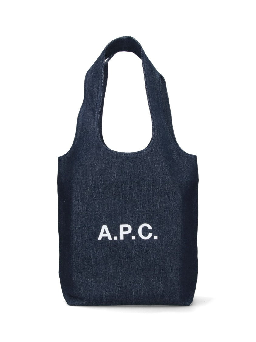 A.P.C. Navy Blue Tote Bag With Contrasting Logo