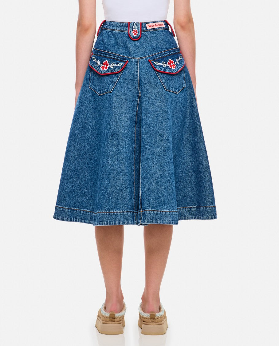 Molly Goddard Abi Denim Miid Skirt