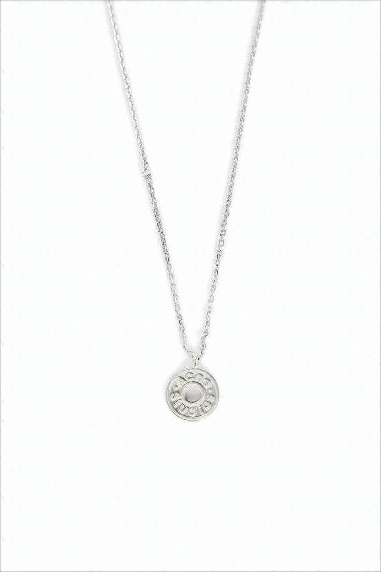 Acne Studios Engraved Round Pendant Necklace With Adjustable Chain
