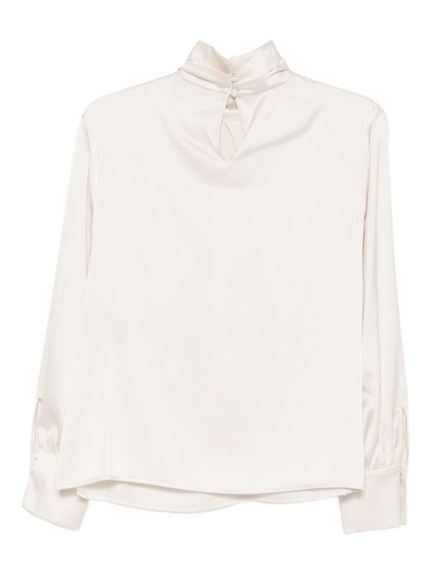 Dexterior Long-Sleeved High-Neck Blouse With Button Closure