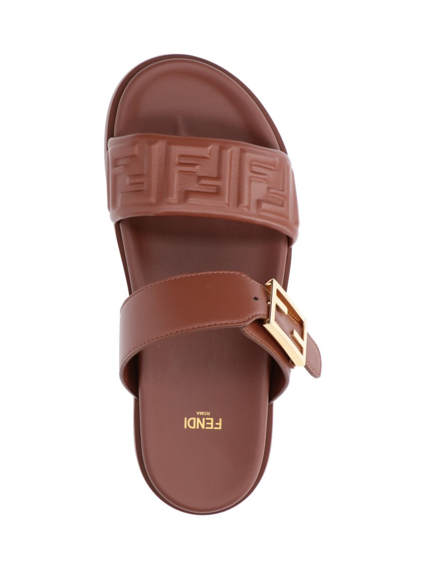 Fendi "Feel" Slide Sandals – Brown