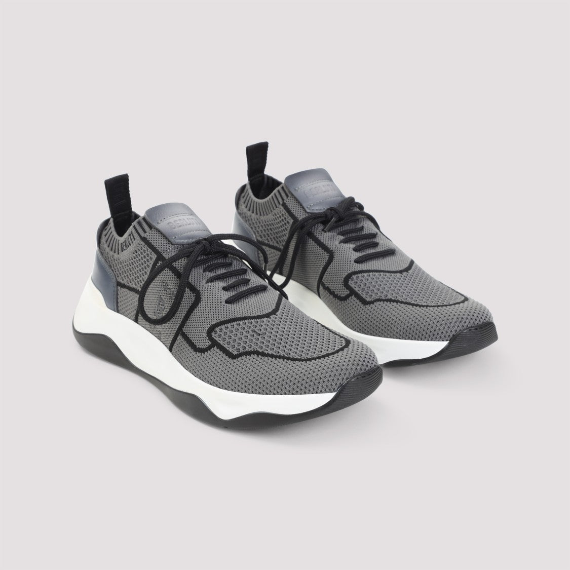 Berluti Gray Shadow Leather-Trimmed Sneakers With Sock-Like Fit