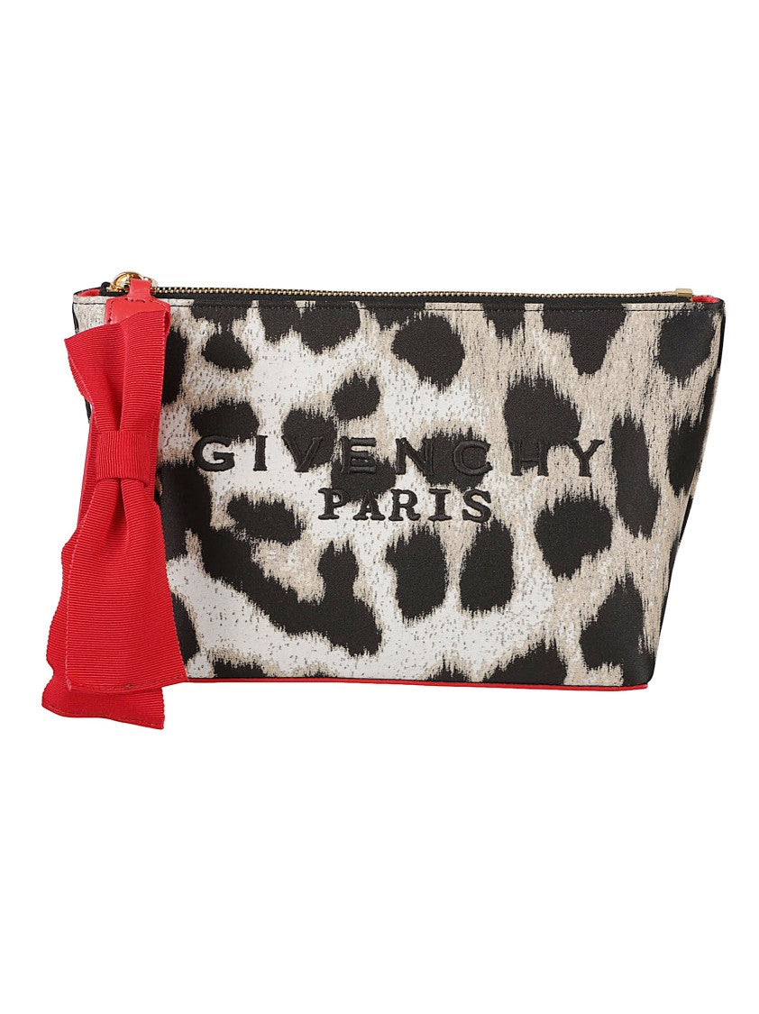 Givenchy Rectangular Animal Print Pouch With Bow Detail