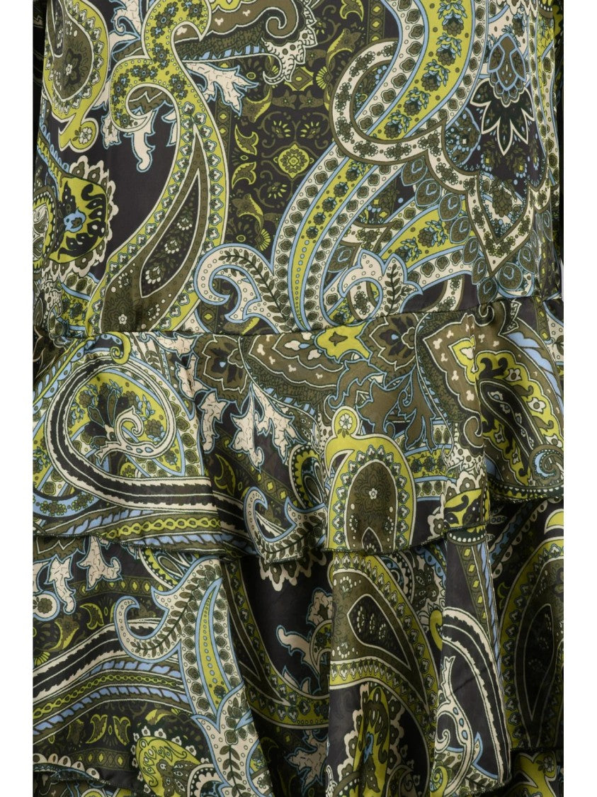 Marella Intricate Paisley Short Dress With Flared Sleeves