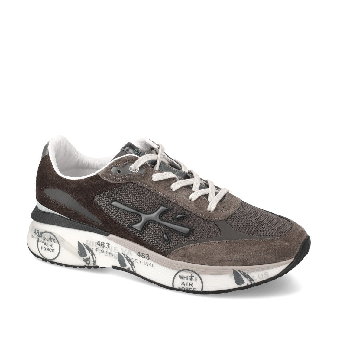 Premiata Moerun Sneakers In Brown Suede And Technical Fabric