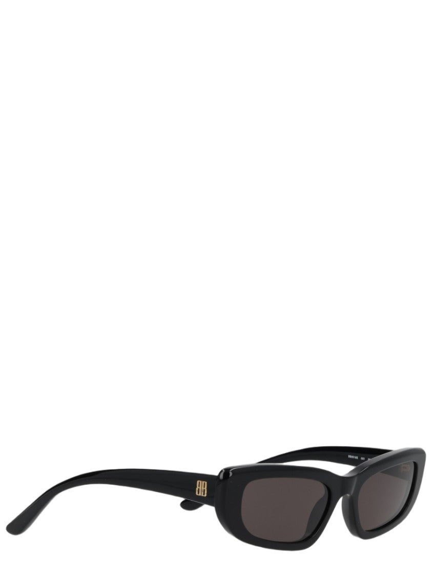 Balenciaga Black Rectangular Gold-Detail Sunglasses