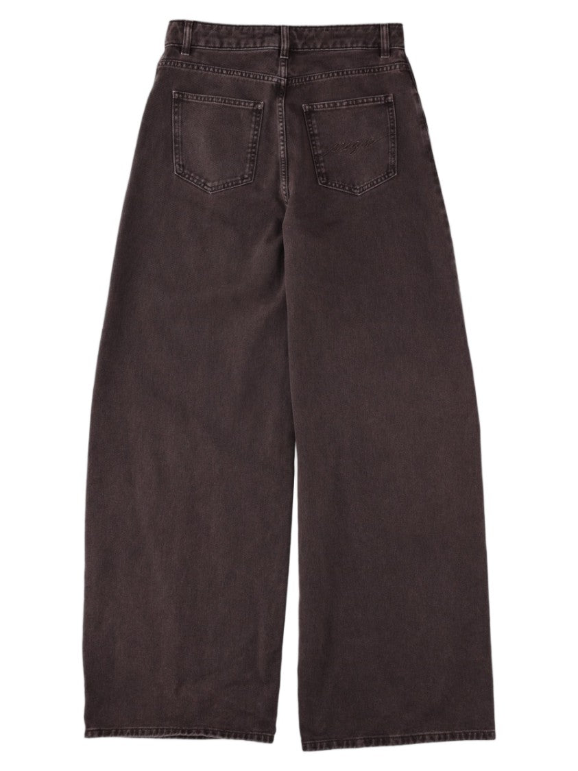 Msgm Wide-Leg Brown Trousers With Vintage-Inspired Design