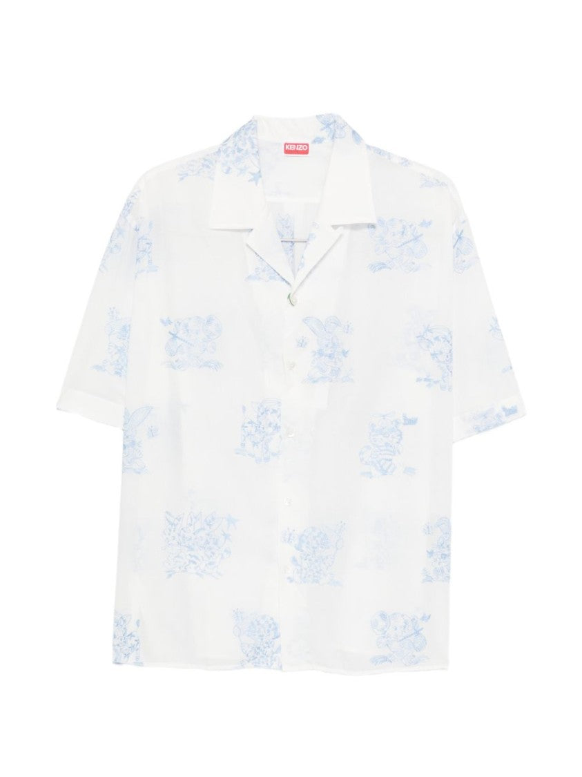 Kenzo White Silk And Nylon Button Shirt