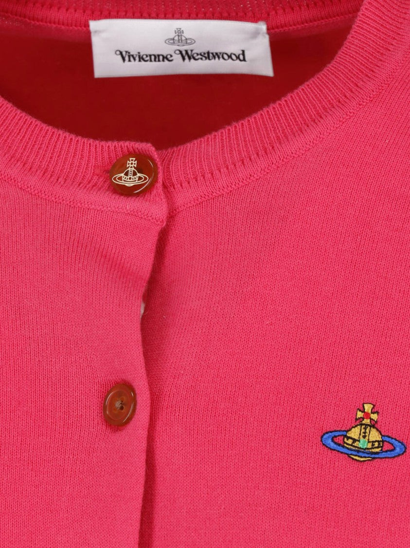 Vivienne Westwood Fuchsia Cashmere-Blend Orb Cropped Cardigan