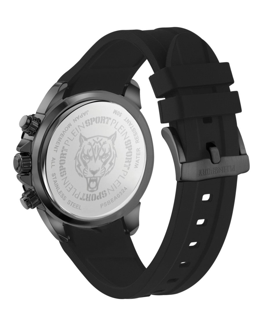 Plein Sport Impact Chronograph Watch With Textured Dial And Secure Buckle