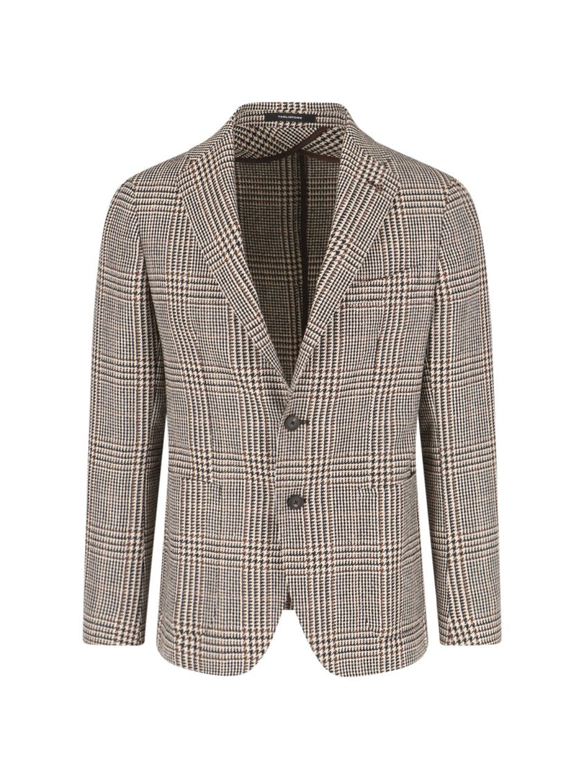 Tagliatore Beige Pied De Poule Wool-Blend Blazer
