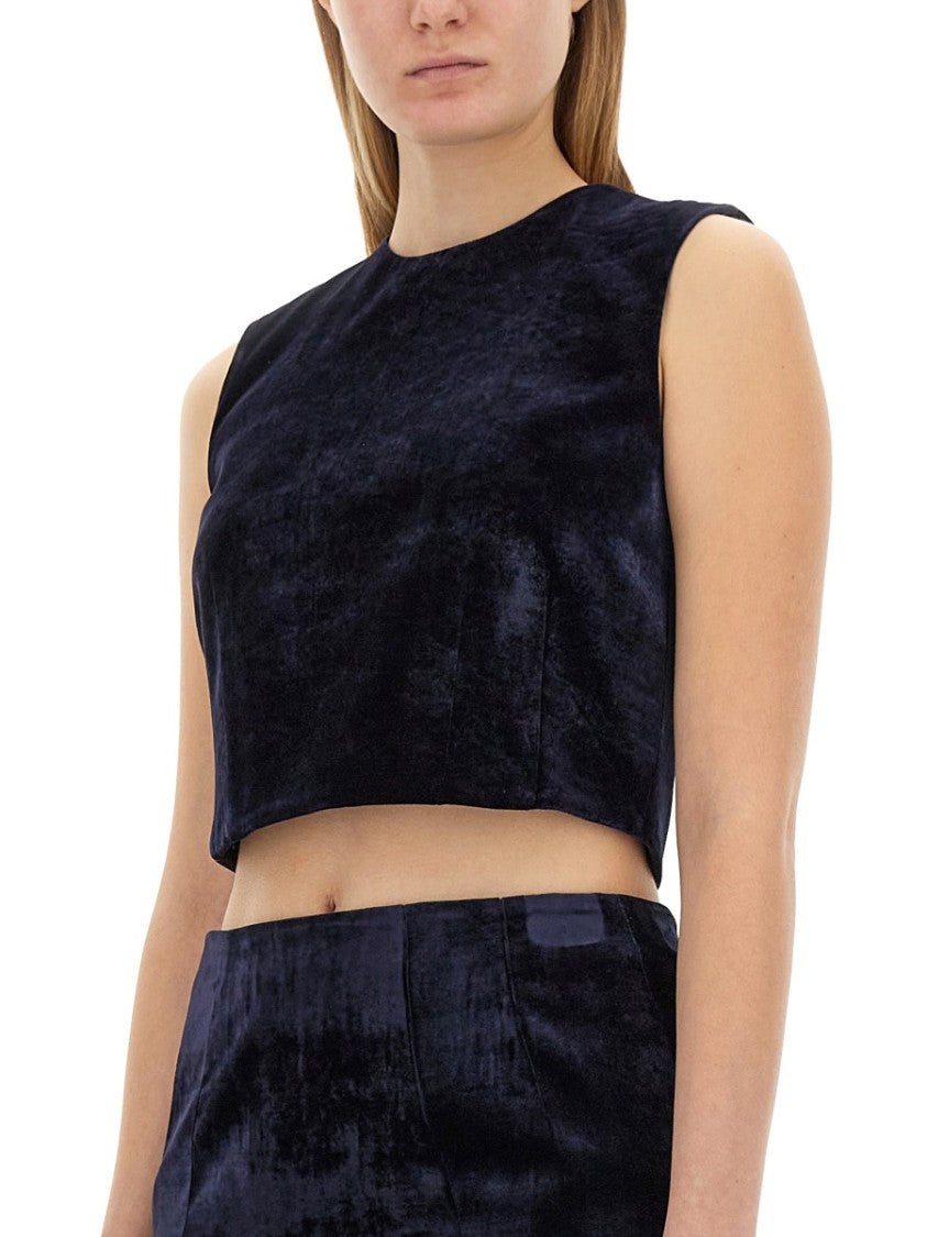 Fendi Cropped Black Velvet Top