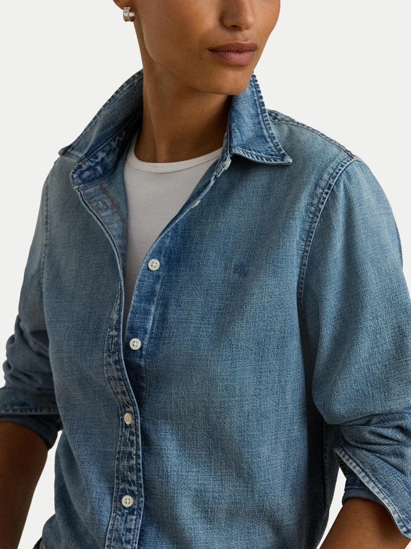 Lauren Ralph Lauren Navy Blue Jamelko Denim Button Shirt