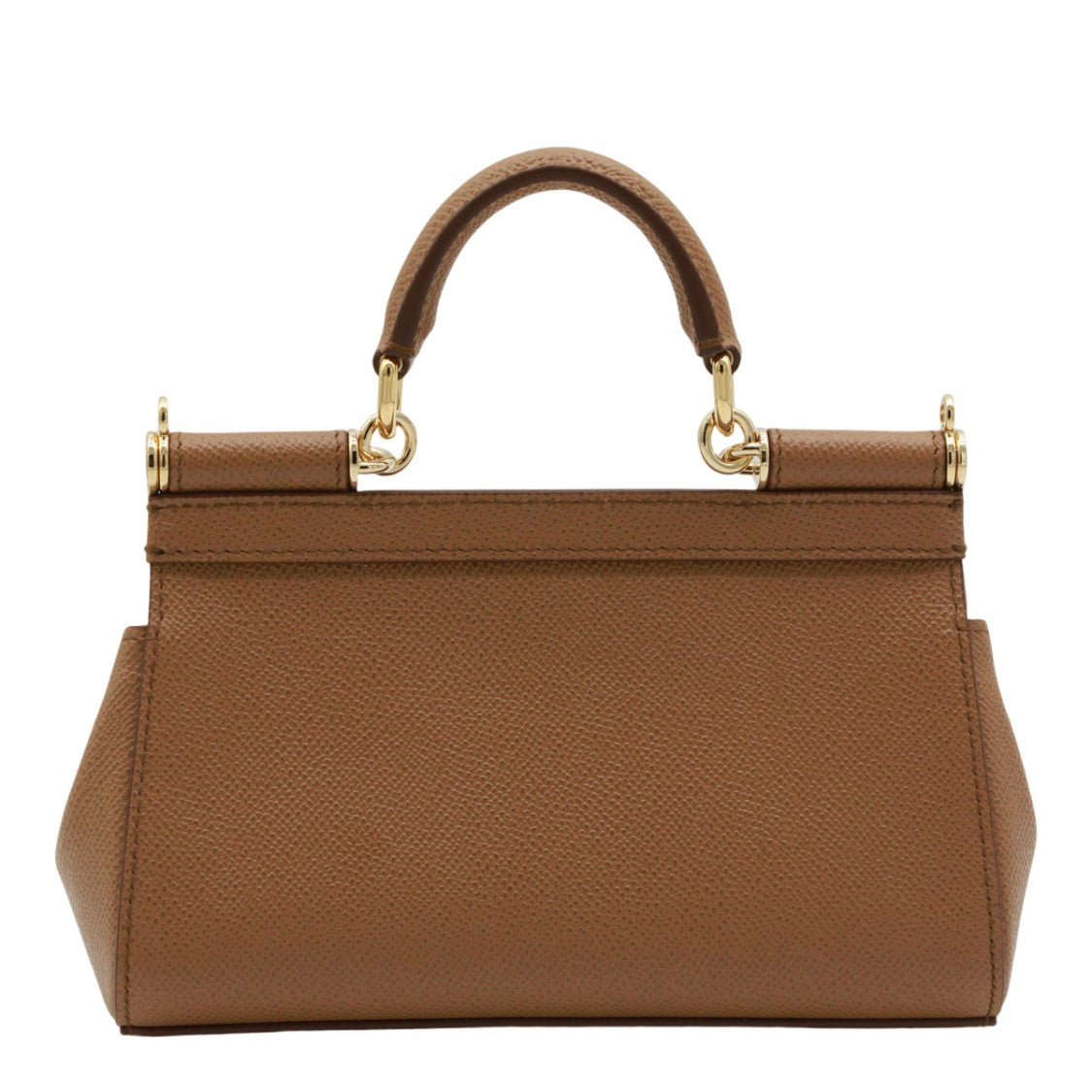 Dolce & Gabbana Textured Brown Handbag With Gold-Tone Accents