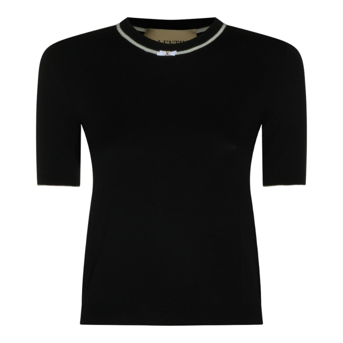 Valentino Fitted Short-Sleeved Sweater With Decorative Bow