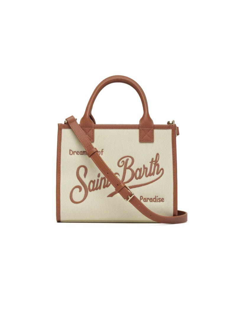 Mc2 Saint Barth Rectangular Cream Canvas Tote Bag
