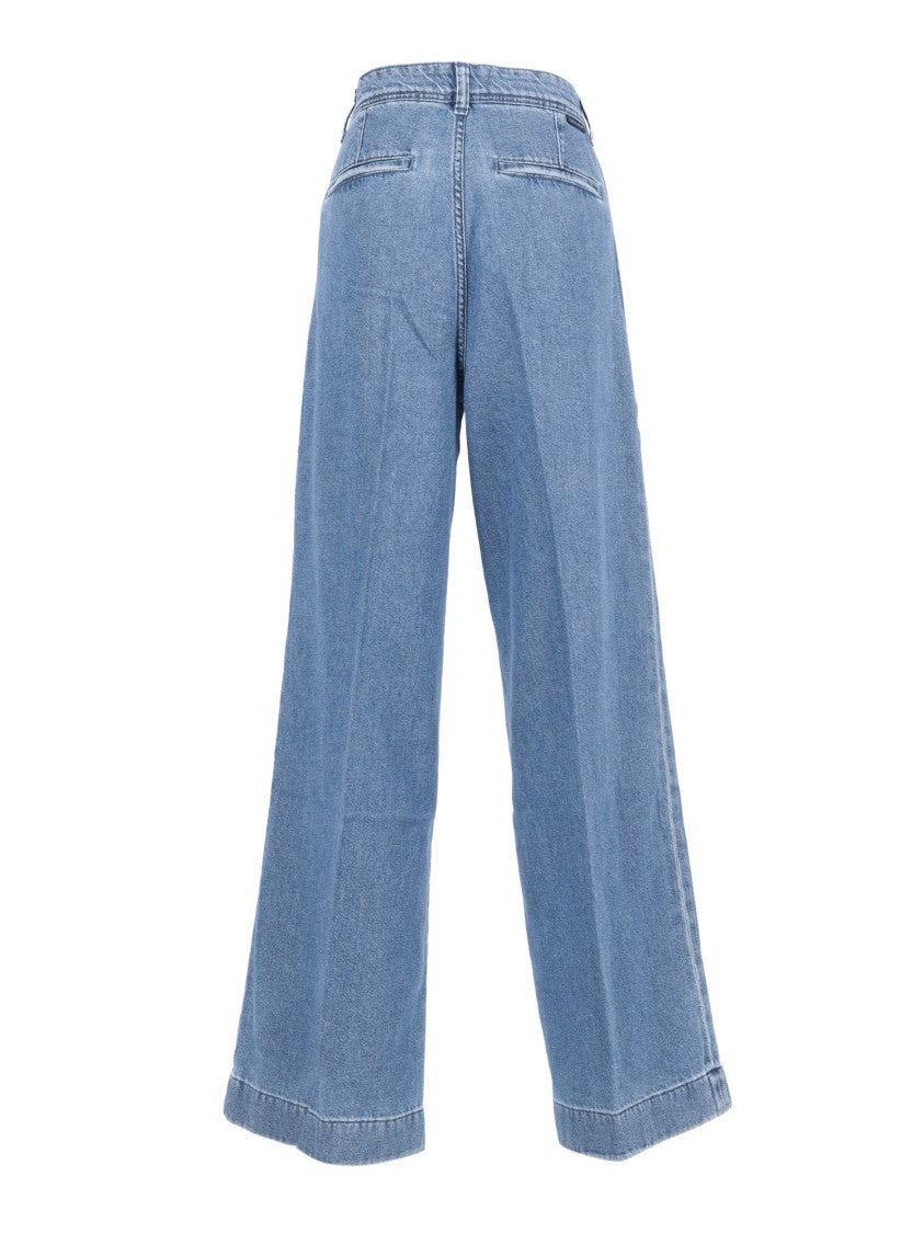 7 For All Mankind Wide-Leg Denim Trousers With Pleated Front