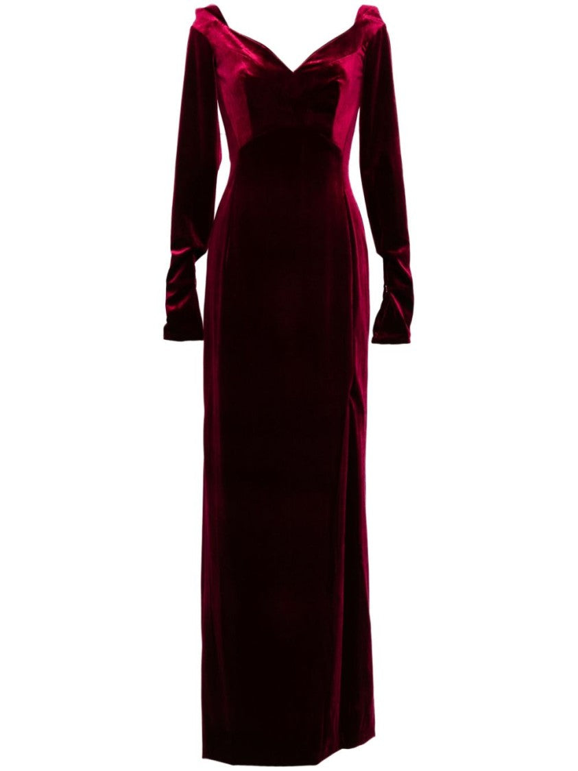 Saiid Kobeisy Velvet Long Fitted Dress