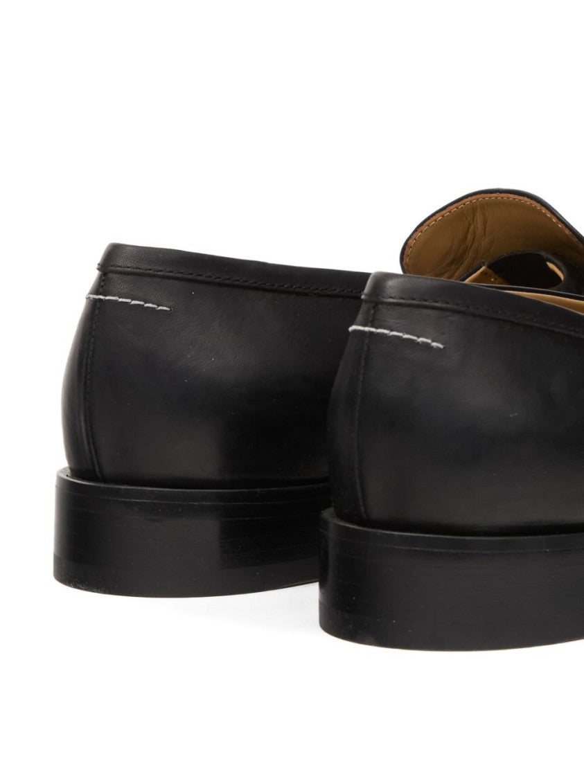 Mm6 By Maison Margiela Split-Toe Loafers In Black Calf Leather