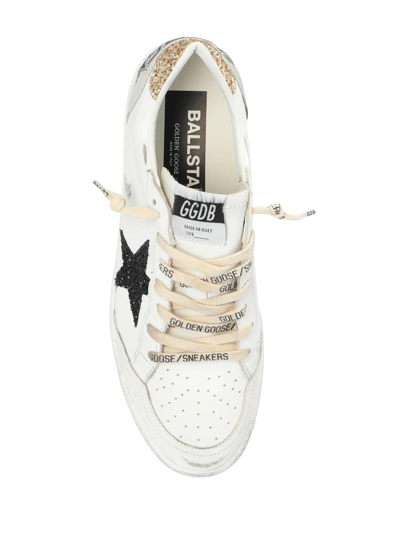 Golden Goose Paneled Leather Sneakers With Glittery Star Detail