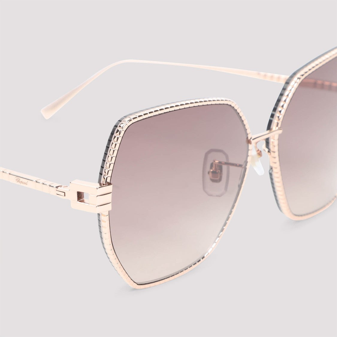 Chopard Oversized Hexagonal Sunglasses With Metallic Finish And Acetate-Metal Blend