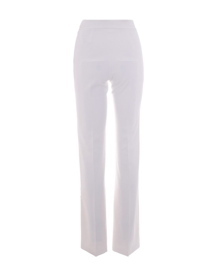 Elisabetta Franchi Double Crepe Stretch Trousers With Embroidered Logo