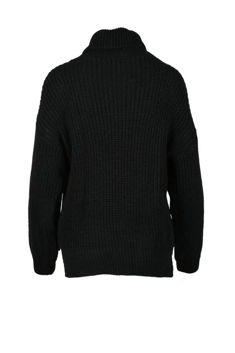 Gil S Black Ribbed High-Neck Knit Sweater