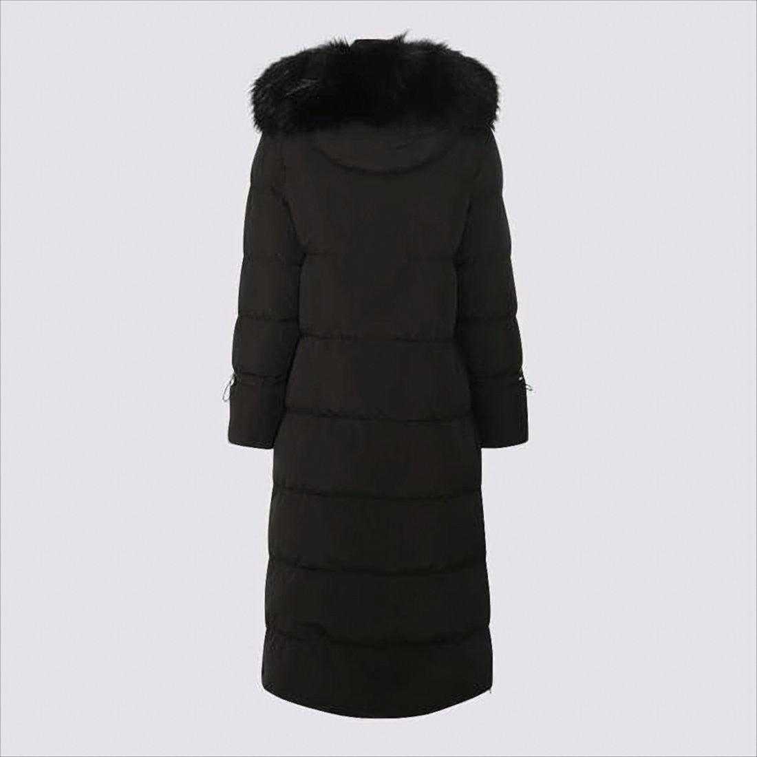 Moorer Quilted Long Padded Coat With Plush Fur Hood