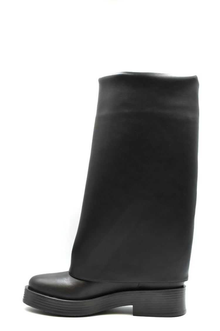 Casadei Black Charlie Chunky Heel Leather Ankle Boots