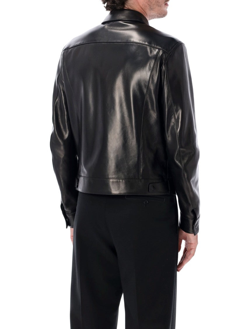 Tom Ford Nappa Grain Leather Blouson With Classic Collar