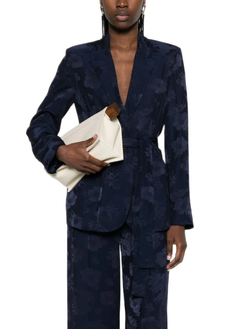 Forte Forte Single-Breasted Floral Jacquard Jacket With Tailored Waistbelt