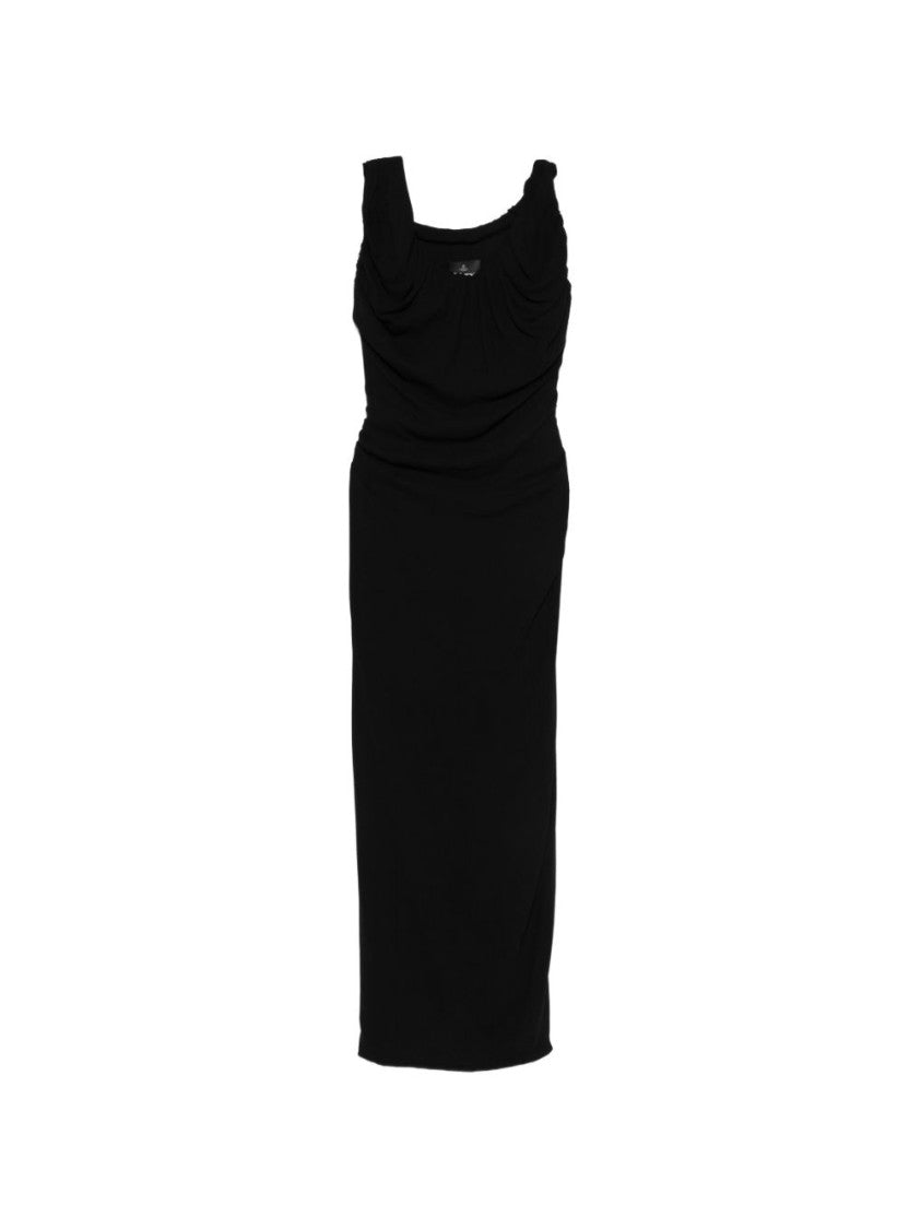 Vivienne Westwood Black Draped Square Neck Bodycon Dress