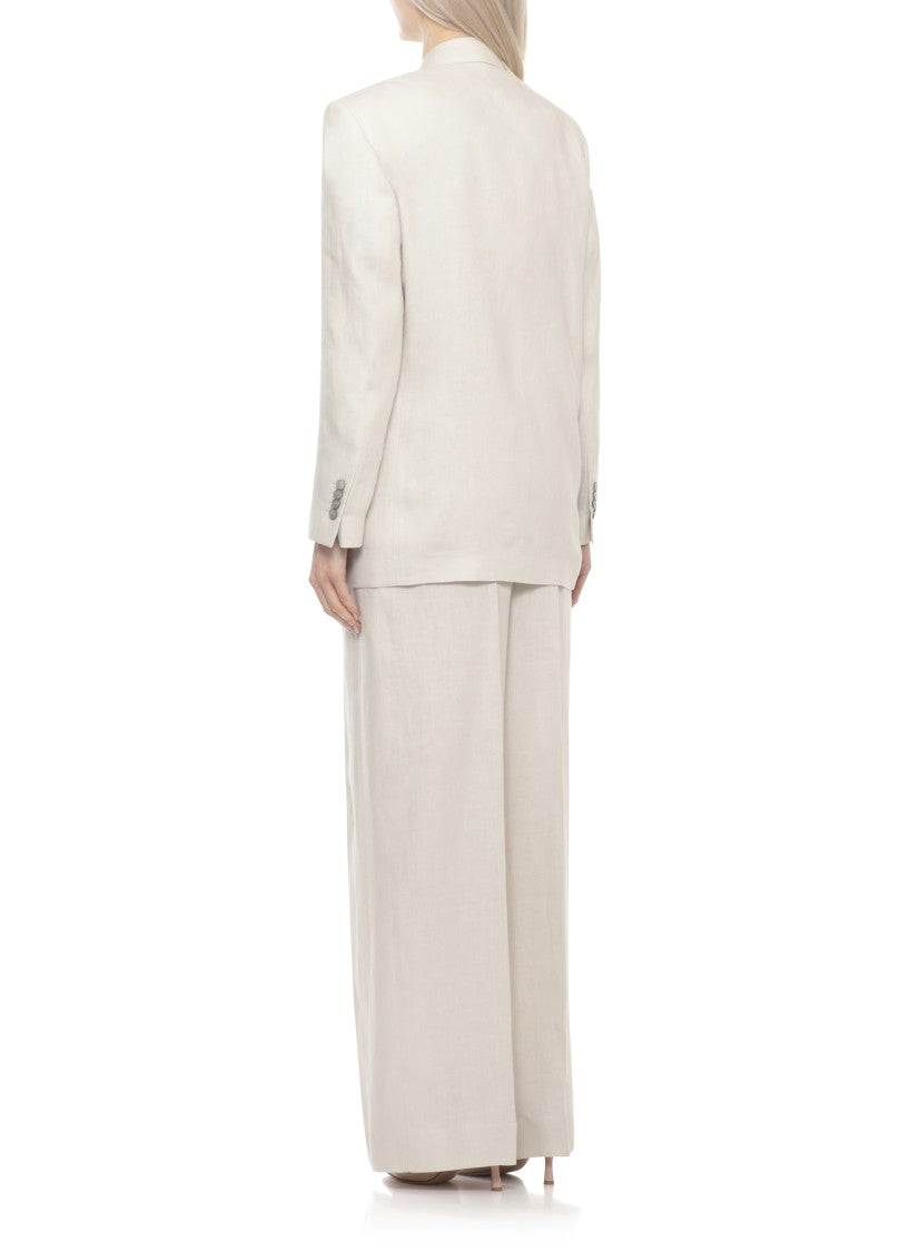 Lardini Ivory Linen Peak Lapel Blazer