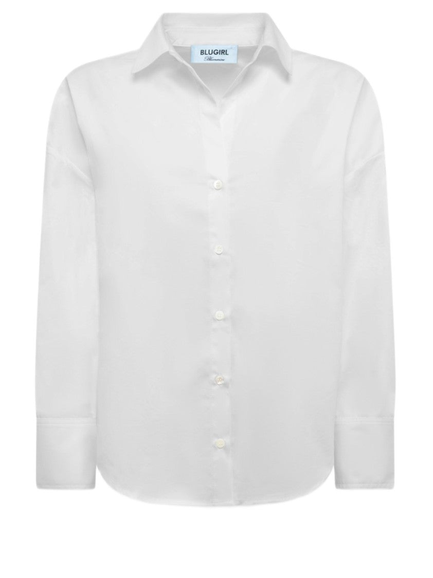 Blugirl Cotton Poplin Shirt With Lace Detail And Buttoned Cuffs