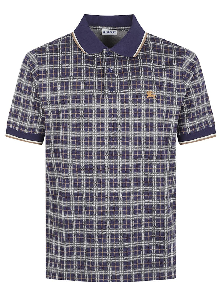 Burberry Checkered Polo Top With 3-Button Closure