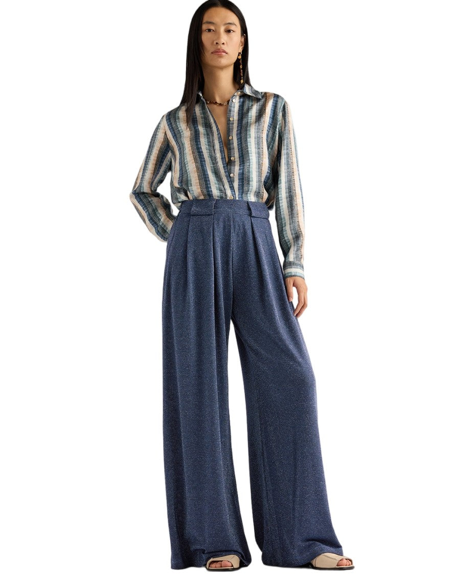 Momonì Lurex Front-Pleat Wide-Leg Pants