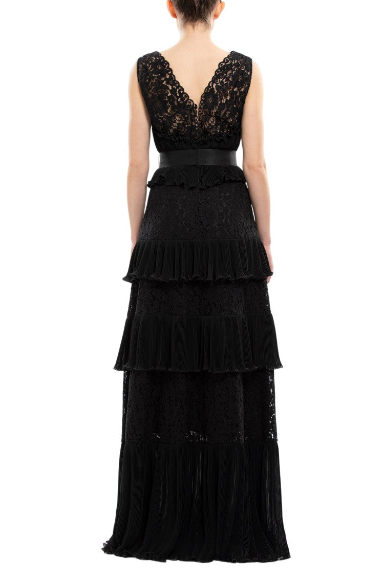 Saiid Kobeisy Pleated Lace Dress
