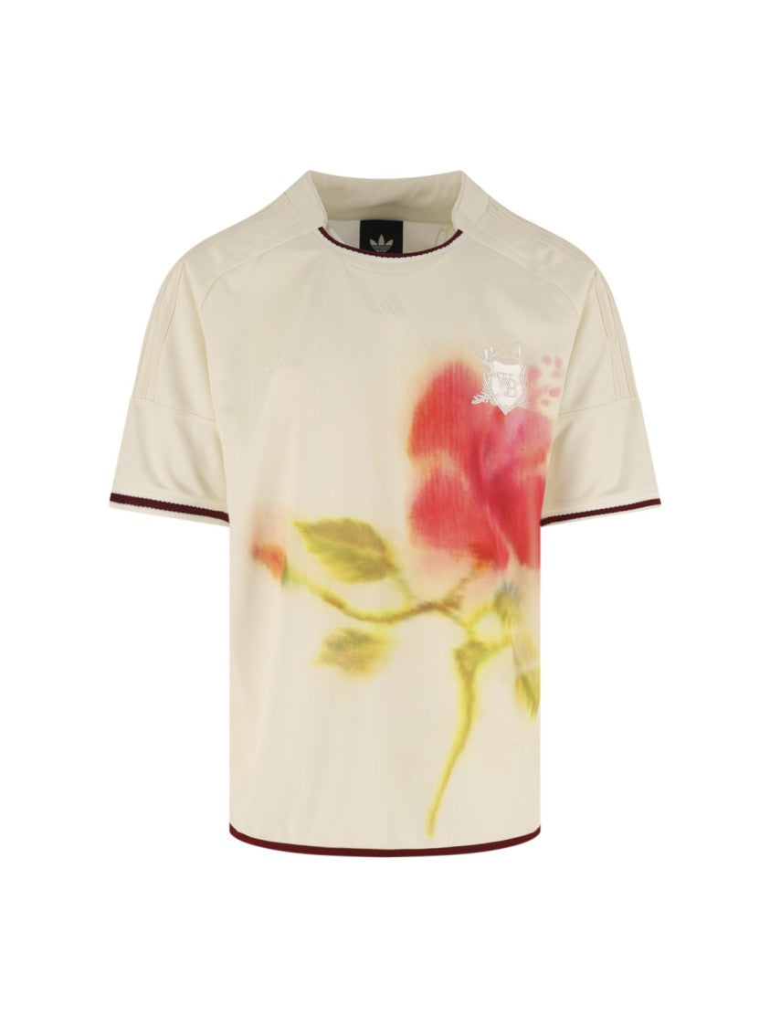 Adidas Originals By Wales Bonner Cream Blurred Floral Print Crest Top