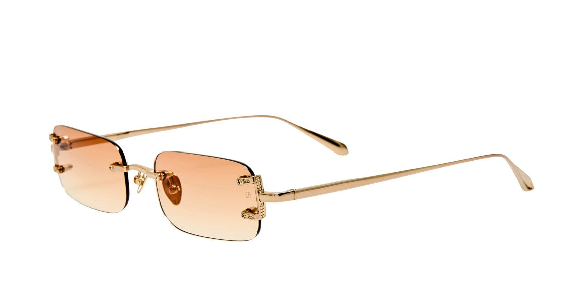 Linda Farrow Lfl Rimless Square Sunglasses With Gradient Amber Tint