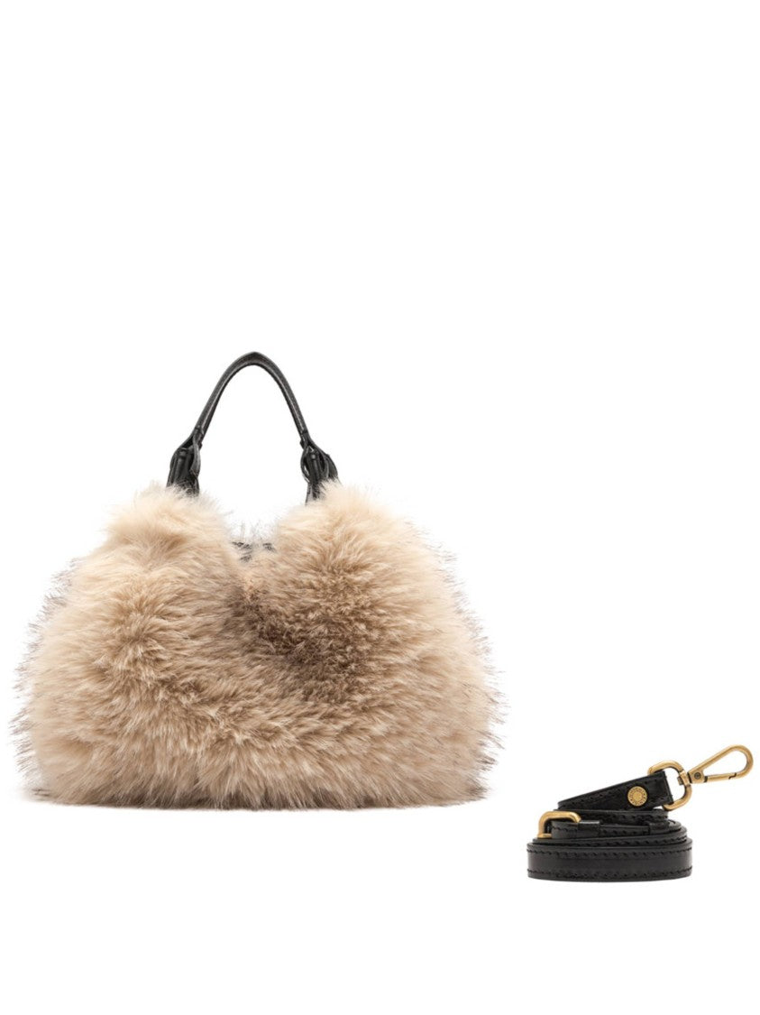 Gianni Chiarini Plush Alabaster Handbag With Detachable Leather Strap