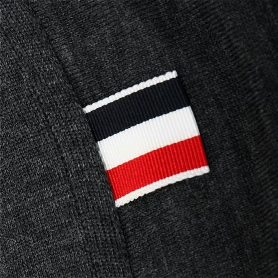 Thom Browne Deep V-Neck Wool Cardigan With Tricolor Accents
