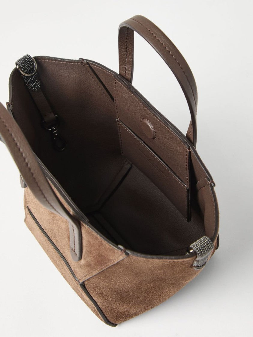 Brunello Cucinelli Structured Suede Leather Bag