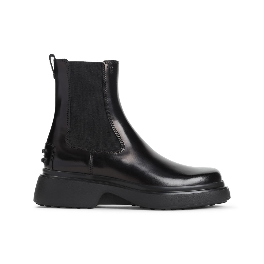 Tod's Black Leather Ankle Boots With Elastic Panels