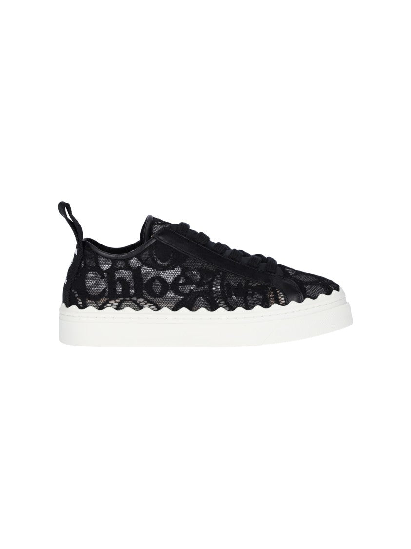 Chloé Black Lauren Embroidered Mesh Sneakers