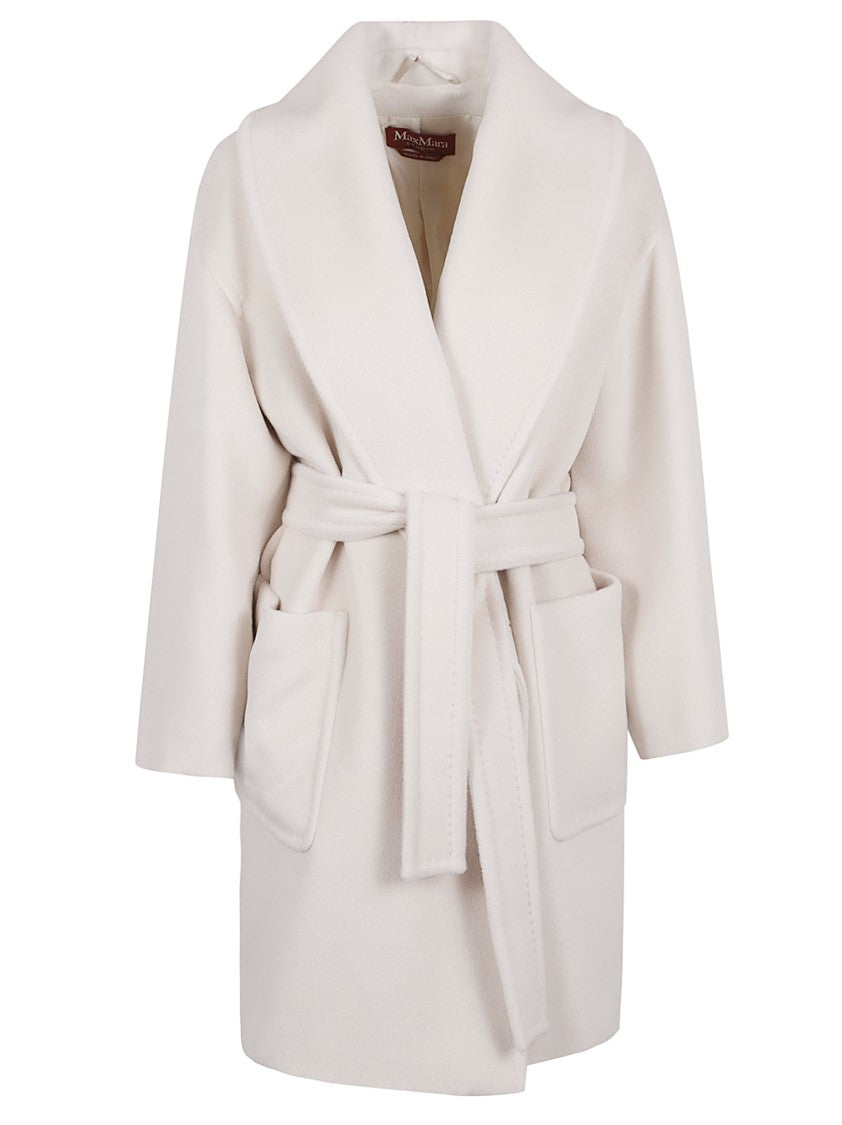 Max Mara Belted Short Coat With Plush Texture