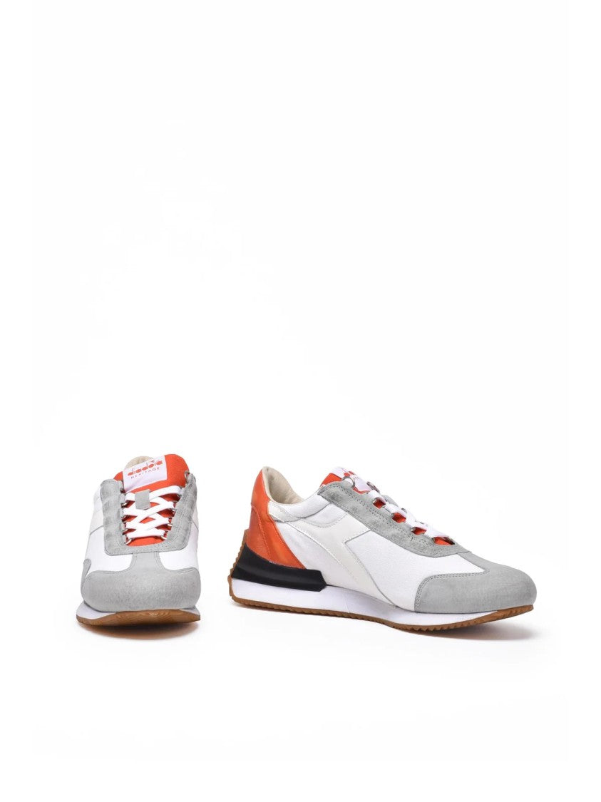 Diadora Heritage White Grey Leather Polyester Equipe Sneakers