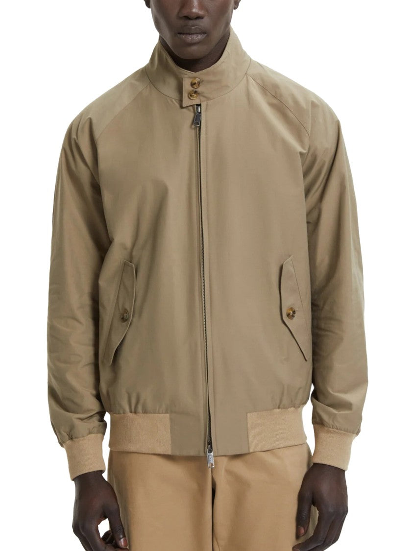 Baracuta Bomber Jacket With Button Closure And Tartan Lining