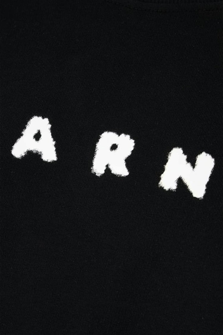 Marni Cropped Black Long-Sleeve Sweatshirt With Textured Logo